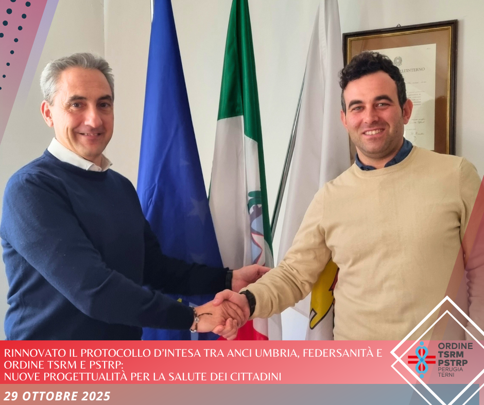 Rinnovato il protocollo d’intesa tra Anci Umbria, Federsanità e Ordine Tsrm e Pstrp: nuove progettualità per la salute dei cittadini