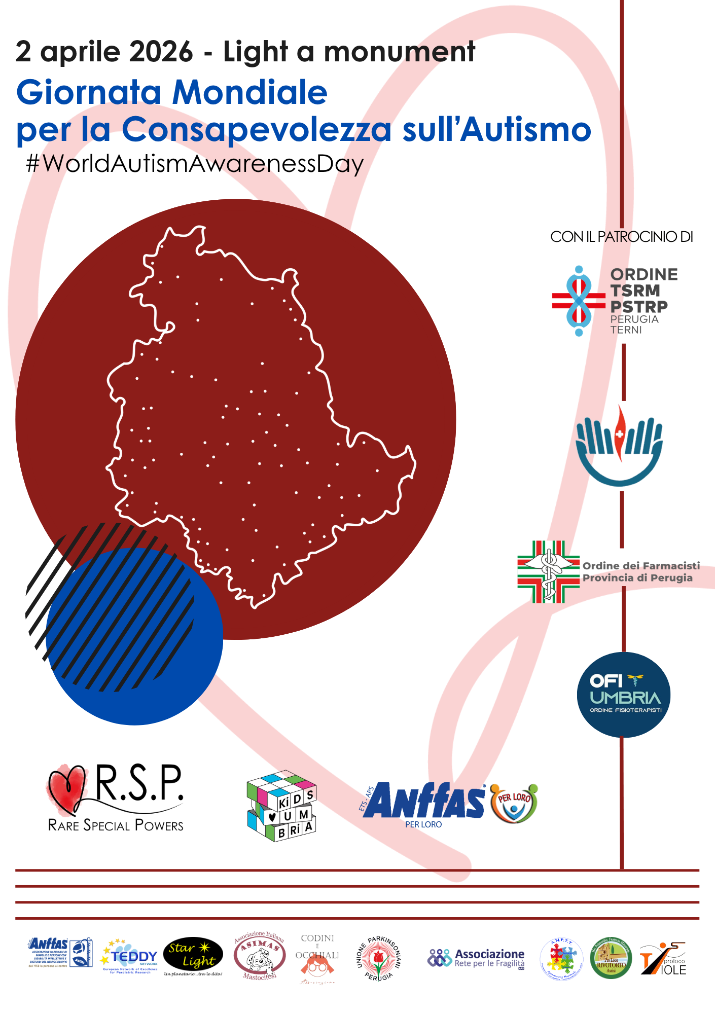 Giornata internazionale per la consapevolezza sull’autismo - L’Ordine TSRM e PSTRP di Perugia e Terni patrocina e promuove l’iniziativa #LightAMonument