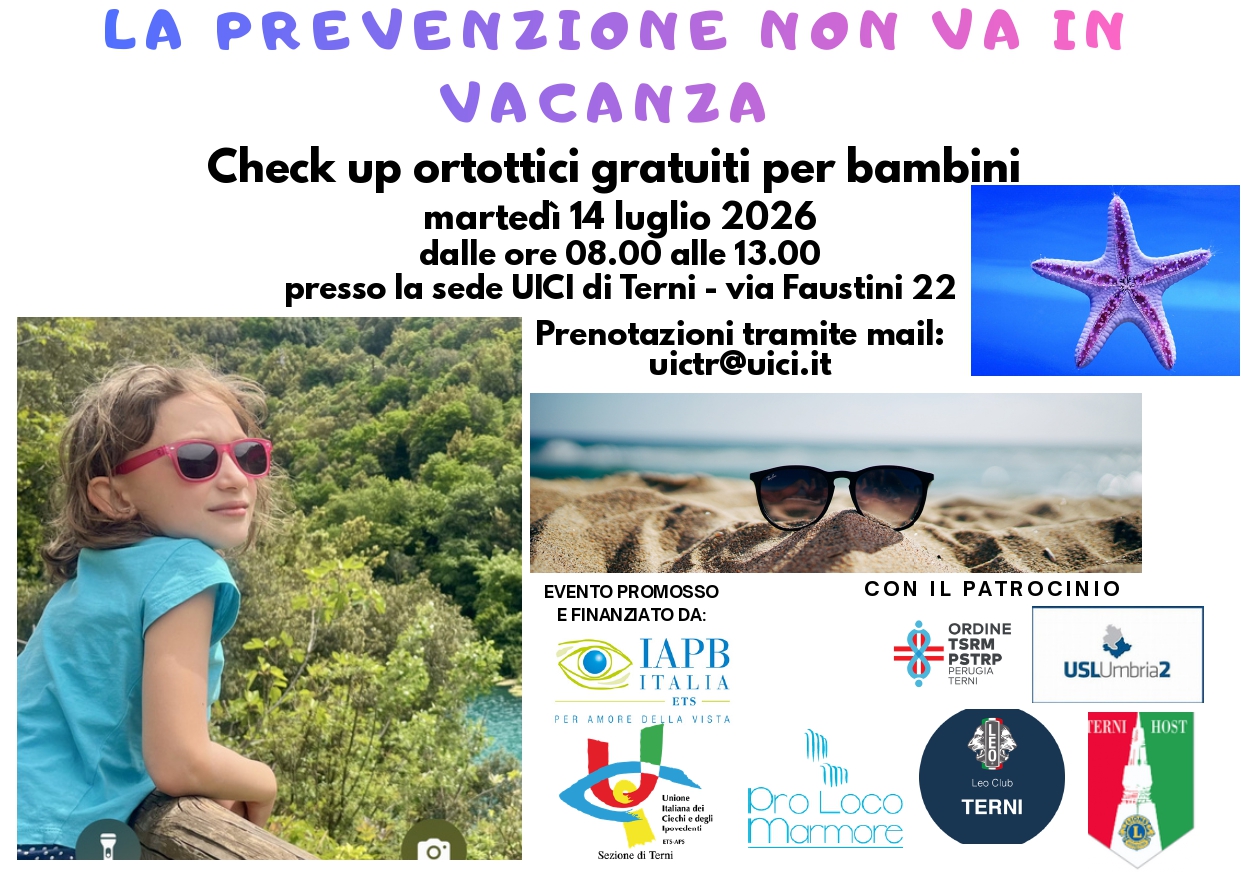 LA PREVENZIONE NON VA IN VACANZA 2026 - screening ortottici gratuiti per bambini
